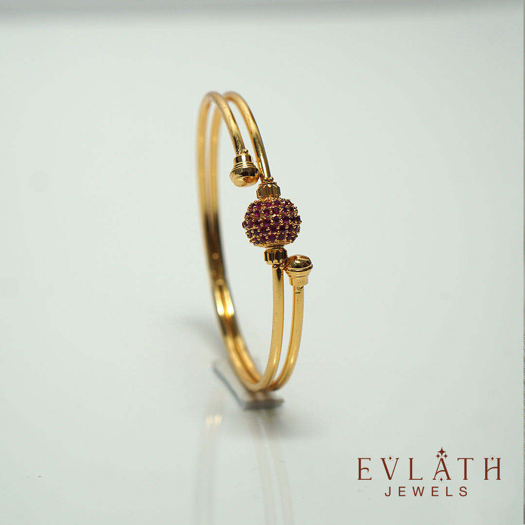 Premium-Quality Gold-Plated  Ruby  Stone Bangles - Evlath Jewels